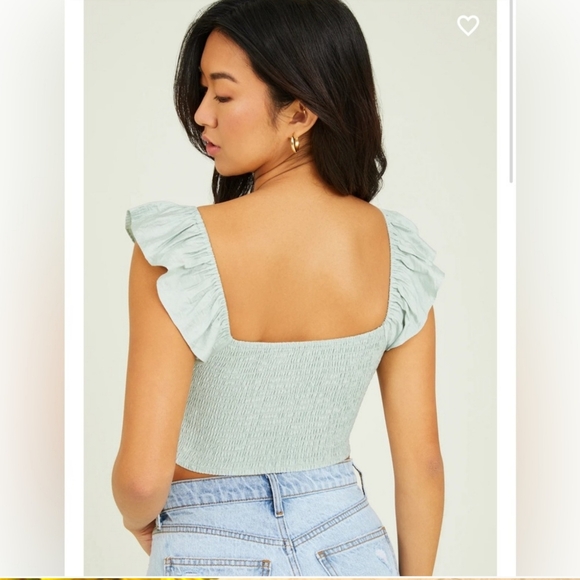 Altar'd State Light Green Ruffle Top - Picture 3 of 8